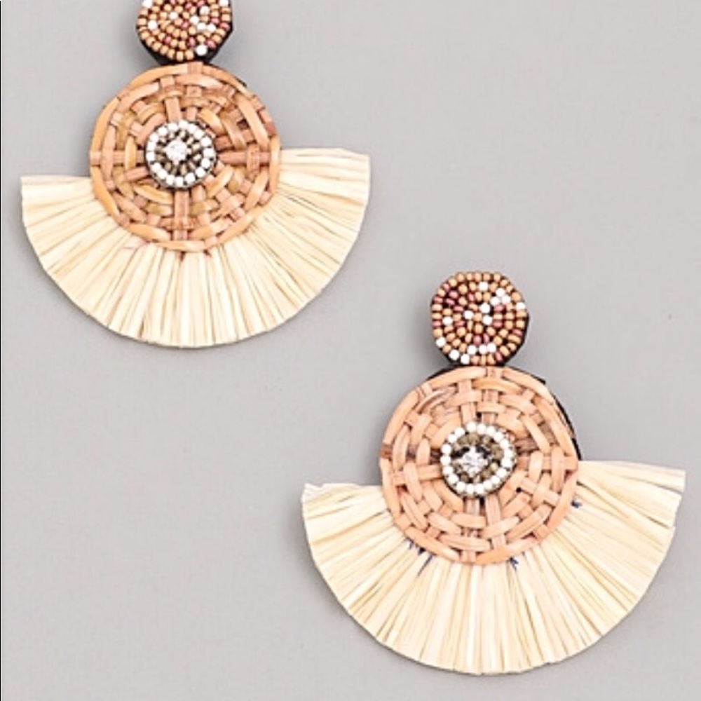 Kyla raffia disc earrings /ivory